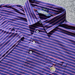 Men's POLO GOLF Ralph‎ Lauren Vintage Lisle Striped purple/pink s/s Shirt XL